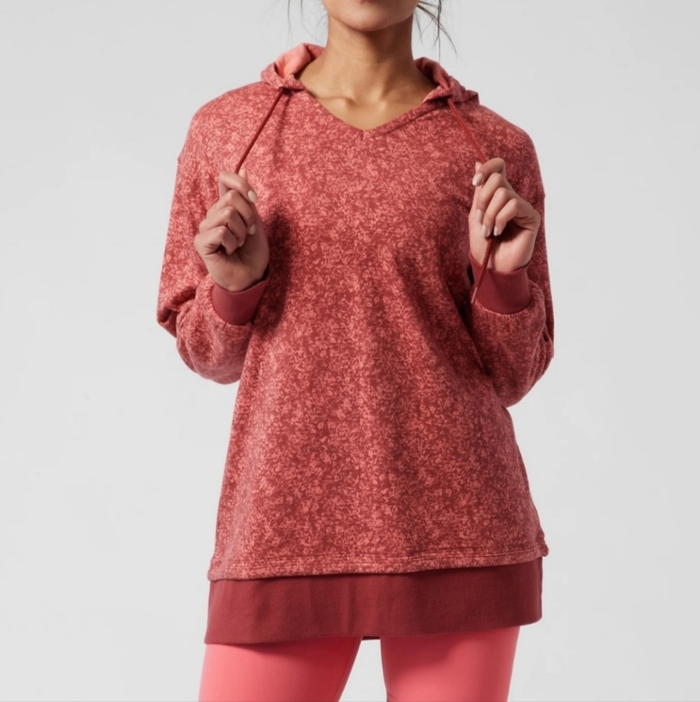 Athleta Sundown Alliance Hoodie Sweatshirt Flower Texture Rustic Size XS